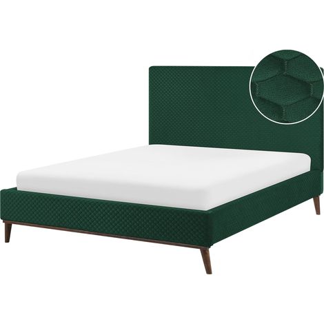 Bett mit Lattenrost Samtstoff BAYONNE 140 x 200 cm Dunkelgrün