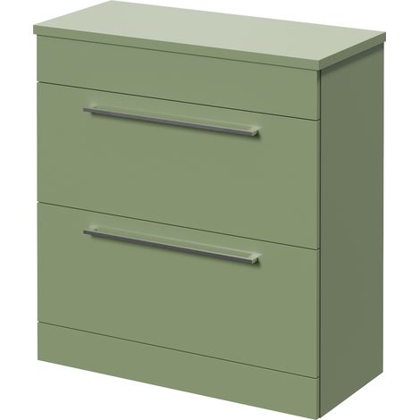 Napoli 390 Olive Green 800mm 2 Drawer Vanity Unit for Countertop Basins - 800mm - Chrome 480mm Handle