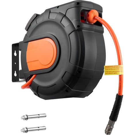 Enrouleur de tuyau d'air rétractable, 20m x 9.5mm PVC, 300PSI max, avec 2m d'entrée, montage plafond/mur 180°, pour garage et atelier. (1/5)