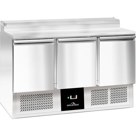 Table de préparation réfrigérée compacte 3 portes (8 x 1/6) PREMIUM - GOLDINOX (1/4)