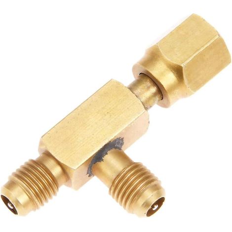 1 Adaptateur en T, Raccord tournant 1/4 SAE, Valve centrale, Pour pompe à vide, Manifold de mesure (1/5)