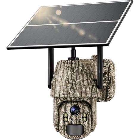 Caméra Faune Sauvage Caméra De Suivi des Sentiers 4G LTE sans Fil À Énergie Solaire-vidéo Panoramique en Direct 360 ° HD 2K avec for La Sécurité Extérieure Cellulaire, Chasse, Un Fiable Précise (1/5)