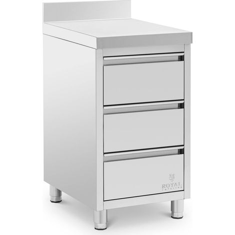 Armadio inox 50x60cm 3 cassetti con alzatina Royal Catering Cassettiera inox (1/5)