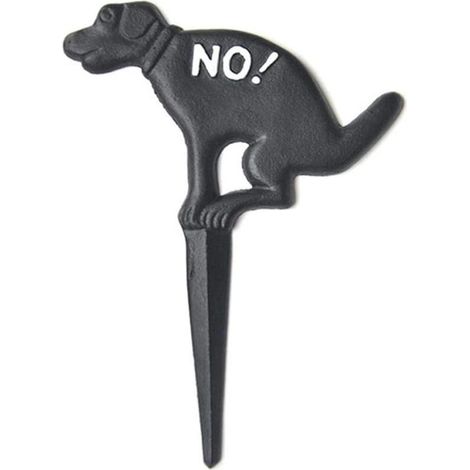 Toivize-Panneau Interdiction - Chien - Fonte - Petit Noir - Déco Jardin - Plaque Anti-Crottes Solide pour Pelouse et Extérieur (1/4)