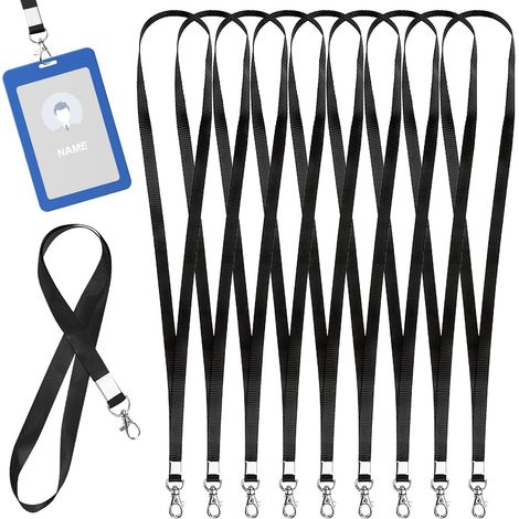 20 pezzi di cordini da collo, cordino da collo portachiavi da 45 cm con gancio girevole, cinturino da collo, cordino nero per badge, portachiavi, porta badge, fischietti (1/5)
