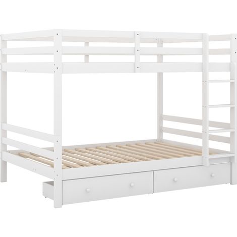 Litera infantil 140 x 200 cm blanca de pino y MDF con cajones y escalera (1/5)