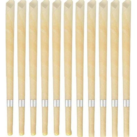 Bougies d'oreille en cire d'abeille 22cm – Durée de combustion 10-12 min – Coton biologique pour dissoudre le cérumen naturellement (1/5)
