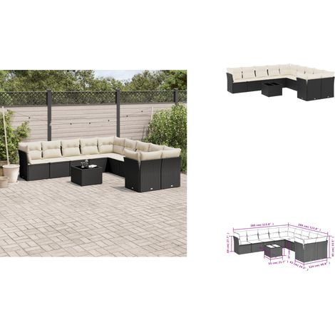 Salon de jardin 11 pcs avec coussins noir résine tressée - Salon De Jardin - Mobilier De Jardin - Set Salon De Jardin - Résine Tressée - Rotin Synthétique (1/3)