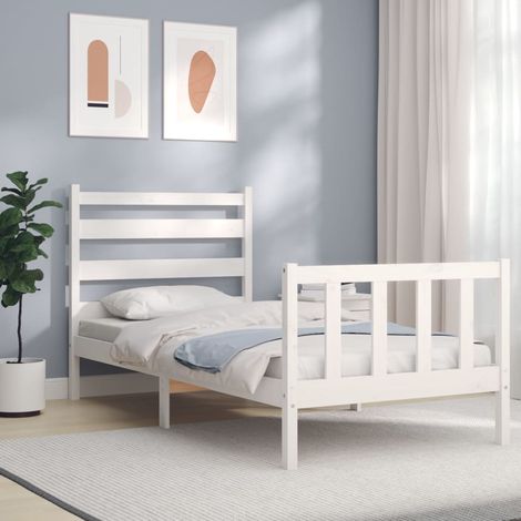 Bed Frame without Mattress White 100x200 cm Solid Wood Pine vidaXL (1/5)