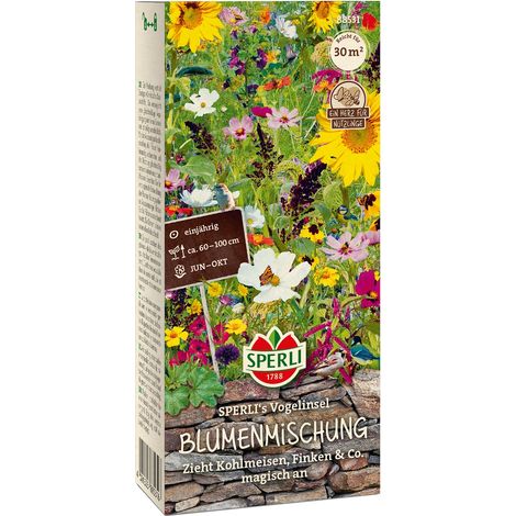 Sperli – Mélange de fleurs « Vogelinsel » en boîte – Graines de fleurs, vivace, pour env. 30 m² (1/2)
