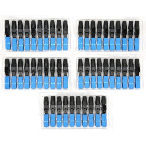 50 Pièces Connecteur de Fibre Optique Bleu Adaptateur de Fibre Optique Intégré SC/UPC-C Composants électroniques pour la Communication Optique-DOU