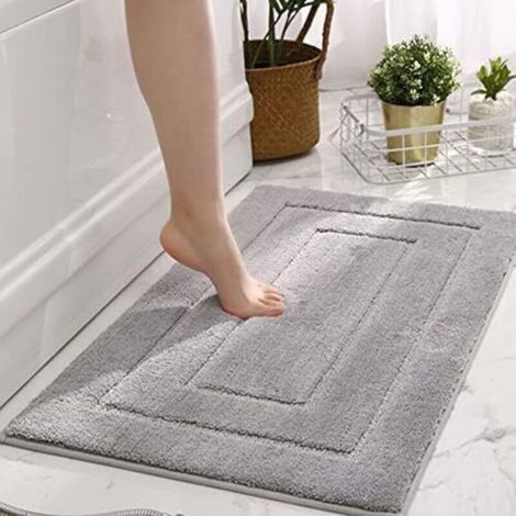 Non-slip, soft, absorbent, machine washable mat, suitable for bathroom and shower, 40x60cm, grey (1/5)