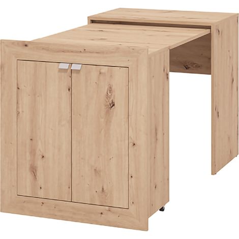 Scrivania Keylon, 2 Ripiani, 2 Ante, Armadio Multiuso Richiudibile, 72x47x79h cm Marrone Rovere Nodi