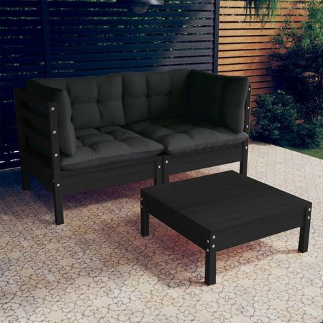 3-tlg. Garten-Lounge-Set mit Anthrazit Kissen Kiefernholz vidaXL (1/5)