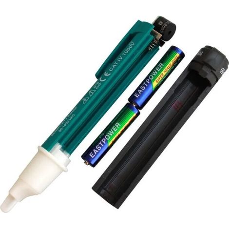 Testeur de Tension AC Sans Contact 24-1000V Alarme Sonore et Lumineuse Lampe Incluse Compact 150x23x18 mm (1/4)