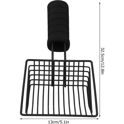 Pelle à litière réutilisable en métal pour chat, tamis et accessoires de nettoyage pour chats, noir. (1/5)