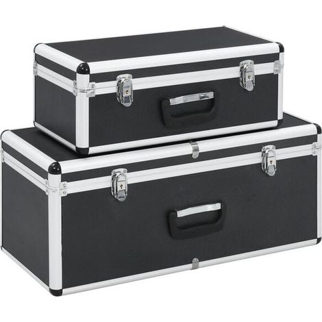 Ensemble de deux boîtes de rangement en aluminium noir (1/5)