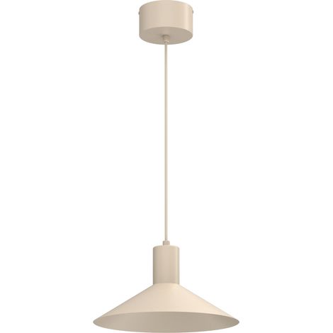 Suspension minimaliste beige Nox Luminex abat-jour cône aplati 30 cm GU10 8W (1/2)