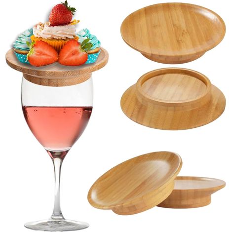 4 pièces de coupes de vin de bambou pour charcuterie – Mini tableros de embutidos, posavasos para copa de vino y support para fiestas, familia (1/5)