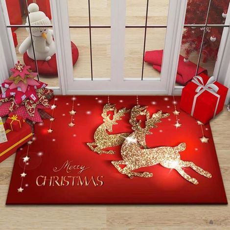 Weihnachtlicher Fußmatte, festliches Motiv für die Innendekoration, Weihnachtsvorleger für Schlafzimmer oder Wohnzimmer, 40 x 60 cm
