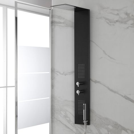 Pannello doccia nero opaco ultraslim in acciaio inox (1/5)