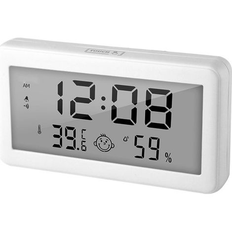 Thermomètre-hygromètre LCD – T°/HR, heure/date, réveil/sonnerie, confort, °C/°F (1/5)