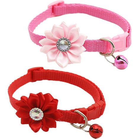 Collar para gato con forma de flor y cascabel, 2 unidades surtidas. (1/5)