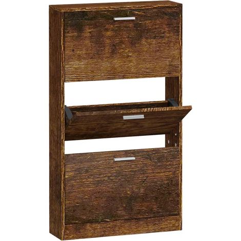 Meuble à chaussures  Armoire à chaussure  Meuble d'entrée  Chêne fumé 59x17x108 cm Bois d'ingénierie -74692 (1/5)