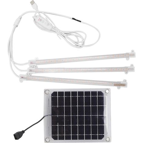 Bande LED solaire de croissance pour plantes aromatiques et horticoles (30 W) idéale pour balcon, serre ou jardin. Convient aux herbes aromatiques, légumes et fleurs. (1/4)