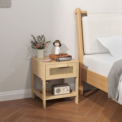 Table de chevet design rotin naturel 40x40x48.4 cm homcom (1/5)