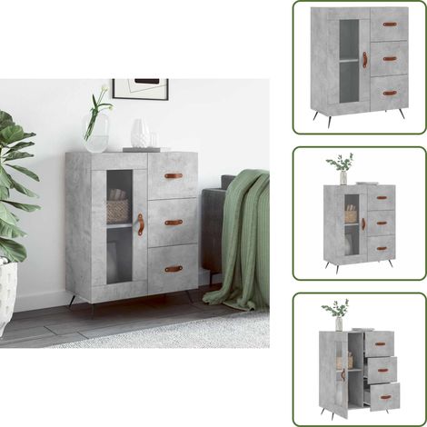 Sideboard Betongrau 69,5x34x90 cm Holzwerkstoff - Schreibtisch - Wohnzimmermöbel - Sideboard - Regal - Holz Sideboard (1/5)