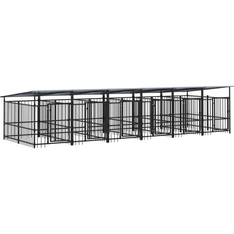 Maison Exclusive - Chenil d'extérieur avec toit pour chiens Acier 11,26 m² (1/5)