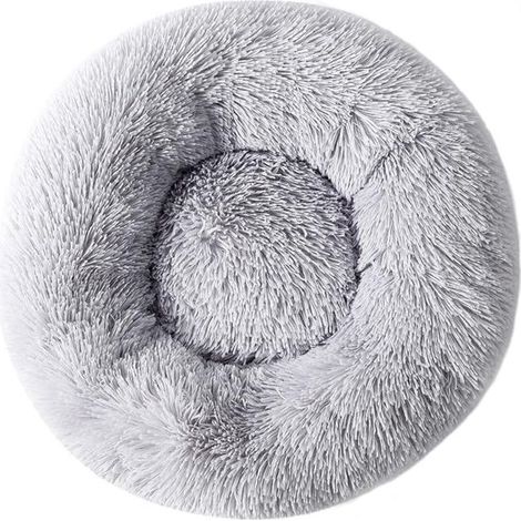 Panier pour chien/chat - Panier donut pour chien - Canapé - Déhoussable et lavable - Matière peluche douce - Gris - Diamètre 40 cm - 1 pièce