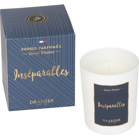 Bougie Blanche Parfumée Santal Vénitien "Inséparables" - Idée Cadeau Frère, Couple, Collègue - Pot en Verre 9x7,5cm - Made in France - 100% Cire Végétale - Mèche Coton - 40h (1/5)
