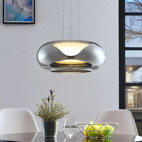 [NEUWERTIG] B-Ware Lucande Glas Led Pendelleuchte Lampe Leuchte Pendelleuchte 12 W. Mijo In Rauchgra