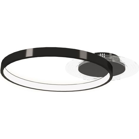 Plafonnier LED Modern à 2 anneaux avec température de couleur réglable, puissance 30 W, noir