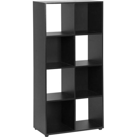 Bibliothèque - JUANIO - Étagère 8 cases ouvertes - Noir - 61 x 29,7 x 120,8 cm - 5 kg/étagère (1/4)