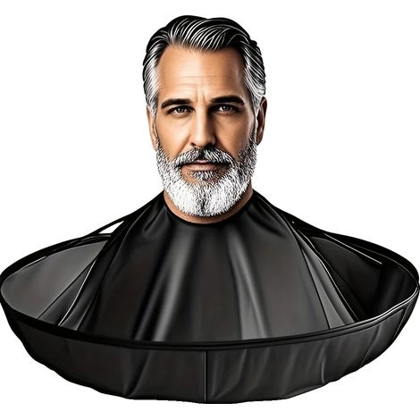 Capa de peluquería, cuello ajustable, material antiadherente, color negro. (1/2)