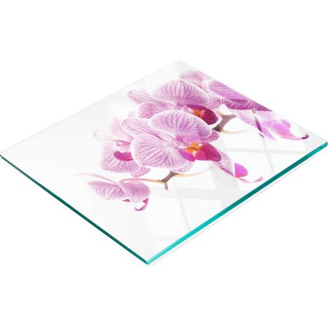Multifunktionales Küchen-Dekorationsglasbrett „Rosa Orchidee“ 60 x 52 cm (1/5)