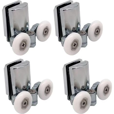 – Set mit 4 Duschkabinenrollen, 23 mm – Metall-Zink-Legierung – 8 bis 10 mm Glasbohrung – Für Schiebetüren (1/4)