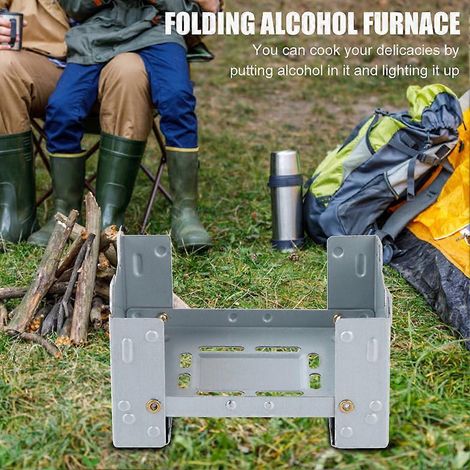 Mini four pliant portable d'extérieur, réchaud à alcool à combustible solide pour pique-nique, camping et randonnée, accessoires de cuisson (1/5)