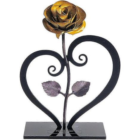 Metall-Eisen-Ornamente mit herzförmigem Ständer, Valentinstagsgeschenk für Freundin (gelb) (1/3)