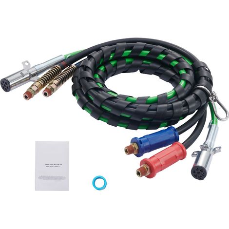 Kit 3-en-1 de lignes d'air pour camion semi-remorque 12FT, tuyaux d'air et câble ABS, prise 7 voies avec crochet et ruban Téflon. (1/5)