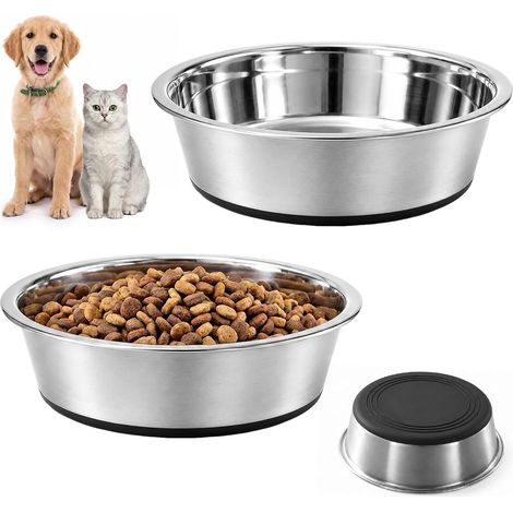 2 x 900 ml Stainless Steel Non-Slip Dog Bowls with Silicone Base, Stainless Steel Cat Bowl for Water and Food – for Puppies, Small, Dogs and Cats from Small to Medium (1/5)