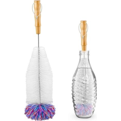 Spazzola per bottiglie Spazzola per bottiglie con testa in lana per bottiglie di vetro, thermos e tazze Pulizia delicata ed efficace senza graffi (1/5)