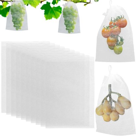 100 Pièces Sac Protection Fruits, 20 x 30 cm Sachet Protection Raisin avec Cordon de Serrage, Réutilisables Sac Protection Raisin pour Protéger Contre Les Guêpes, Les Oiseaux et Autres Insectes (1/4)