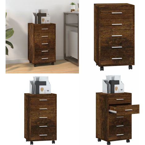 Schubladenschrank mit Rollen Räuchereiche Holzwerkstoff - Bürostuhl - Schreibtischorganisation - Regal - Aufbewahrungsbox - Rollcontainer - Home & Living (1/5)