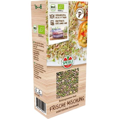 Sperli – Graines à germer, mélange frais – alfalfa, lentilles, haricots mungo, radis, 200 g