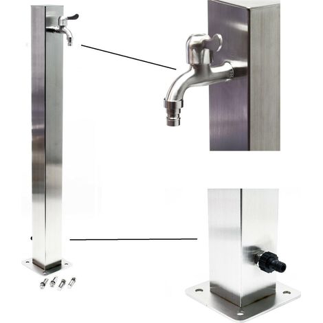 Colonne d'eau carré de 95 cm en acier + Robinet d'eau