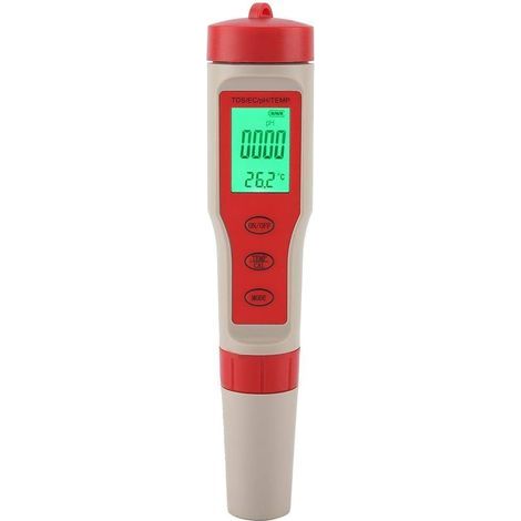 Testeur PH Electronique, Testeur Eau Piscine 4 en 1, PH/TDS/EC/TEMP, PH Metre Haute Précision de Résolution 0.01, pour Eau Potable, Aquarium, Spas (1/5)